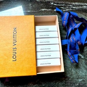 Small Louis Vuitton box with ribbon and Perfume